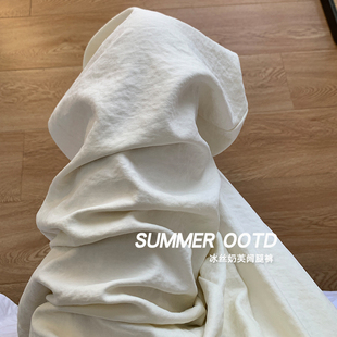 白色奶芙山本裤女2026新款夏季薄款醋酸小个子休闲日系冰丝阔腿裤