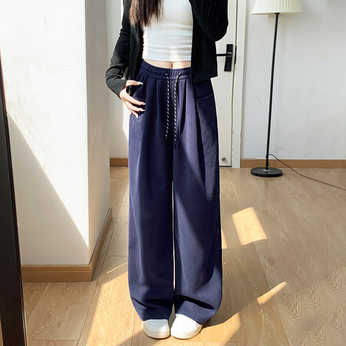 藏青色运动卫裤女春秋季2026新款
