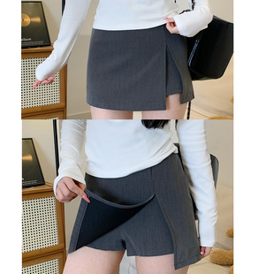 灰色开叉西装 高腰显瘦短裙小个子包臀裙子 半身裙女春夏2026年新款