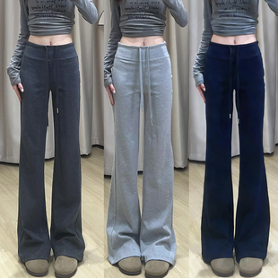 灰色微喇叭裤女春秋冬2026新款高腰显瘦垂感小个子lulu运动瑜伽裤