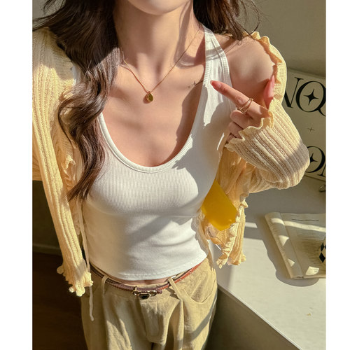 白色吊带工字背心打底内搭遮副乳