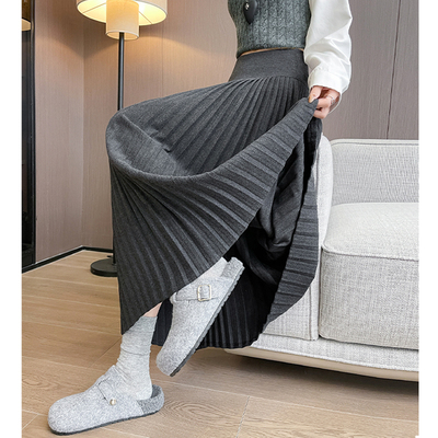 灰色百褶半身裙女春秋季2025新款