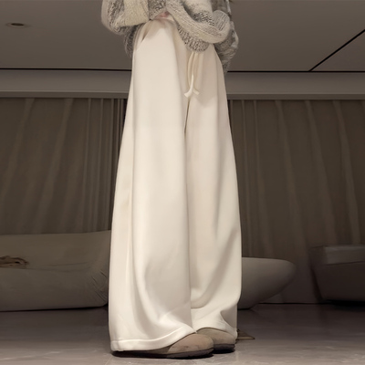 米白色直筒阔腿裤女春秋季
