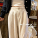 米白色加厚毛呢西装 高腰显瘦宽松垂感加绒直筒阔腿裤 裤 女秋冬新款
