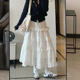 白色法式 蓬蓬裙女春秋2026新款 高腰显瘦气质a字半身裙芭蕾蛋糕裙