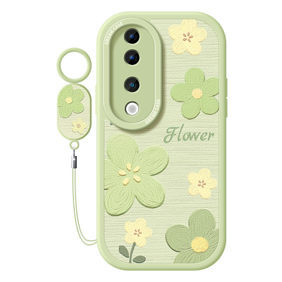 适用vivos19油画花朵手机壳全包
