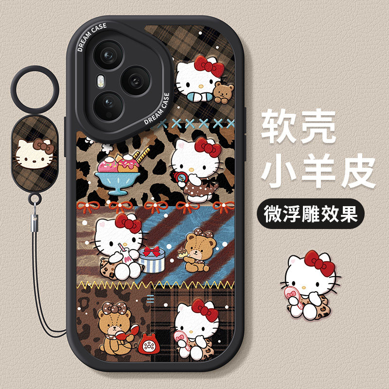 适用荣耀400pro手机壳500新款300保护套200硅胶honor100全包90gt防摔80se潮牌70pro+磨砂60复古小猫50软外壳