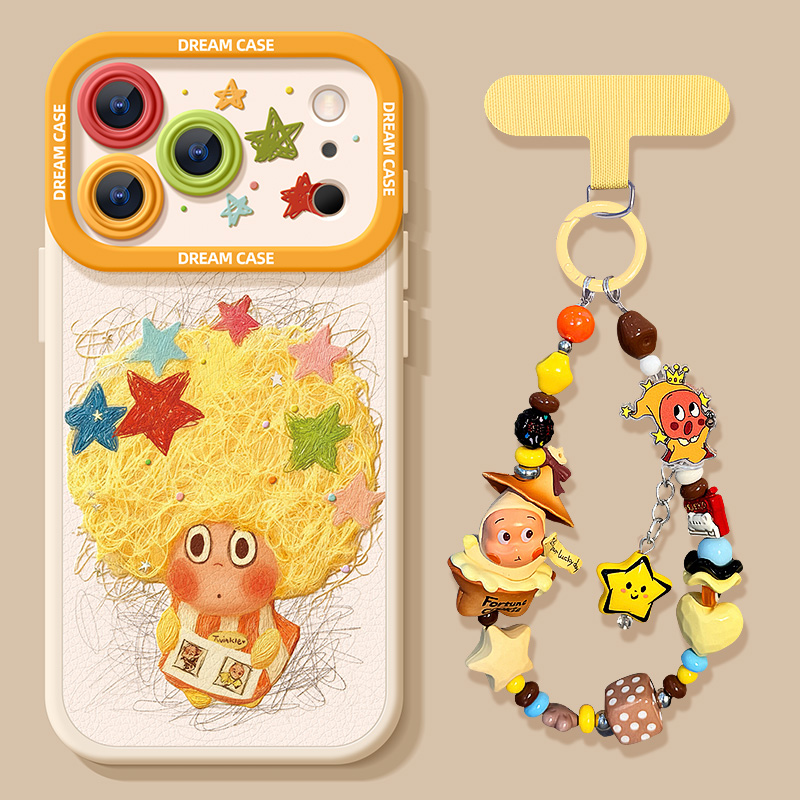 适用苹果17promax手机壳涂鸦星星