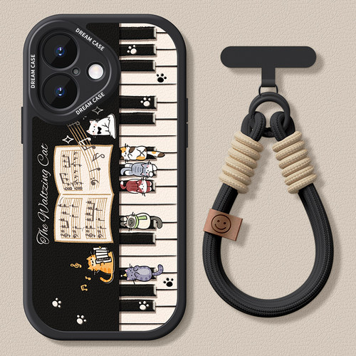 适用苹果17手机壳钢琴小猫防摔