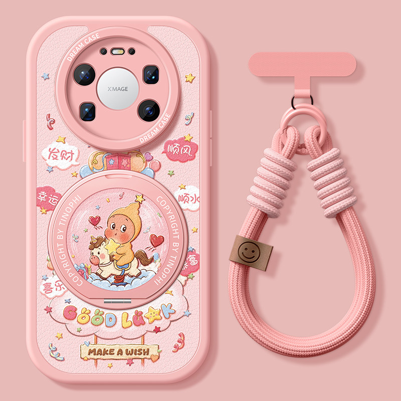 适用华为mate80promax手机壳女款mate70保护套防摔50全包60pro+带支架40e优享版air卡通30福气小人物20支点壳