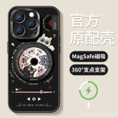 适用苹果16promax手机壳新款 iphone15保护套magsafe磁吸带支架14pro全包硅胶16plus支点防摔15个性 猫咪软外壳