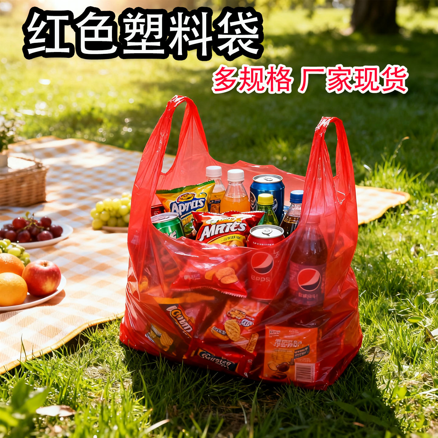 【新客立减】红色塑料袋商用大号方便袋手提超市小袋子红色垃圾袋