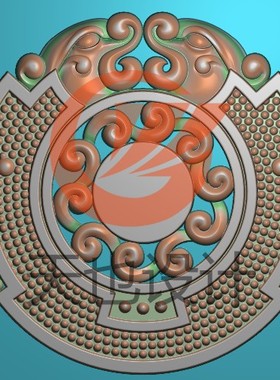 仿古牌头 时来运转 福贝如意 圆扣 精雕图 浮雕玉雕 电脑雕刻016