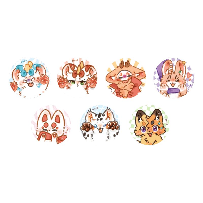 非人哉旗舰店有兽焉摇尾巴系列马口铁徽章58mm毛绒吧唧胸章盲盒