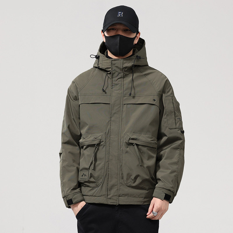 潮牌棉衣男士冬季户外软壳工装冲锋衣加厚保暖美式大码机能登山服