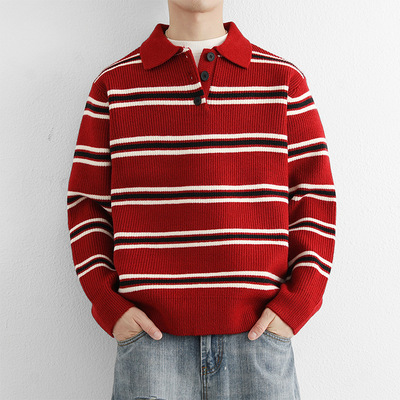 LO612  一体绒毛衣男秋冬款打底衫毛衫衣服线衣加绒翻领针织衫