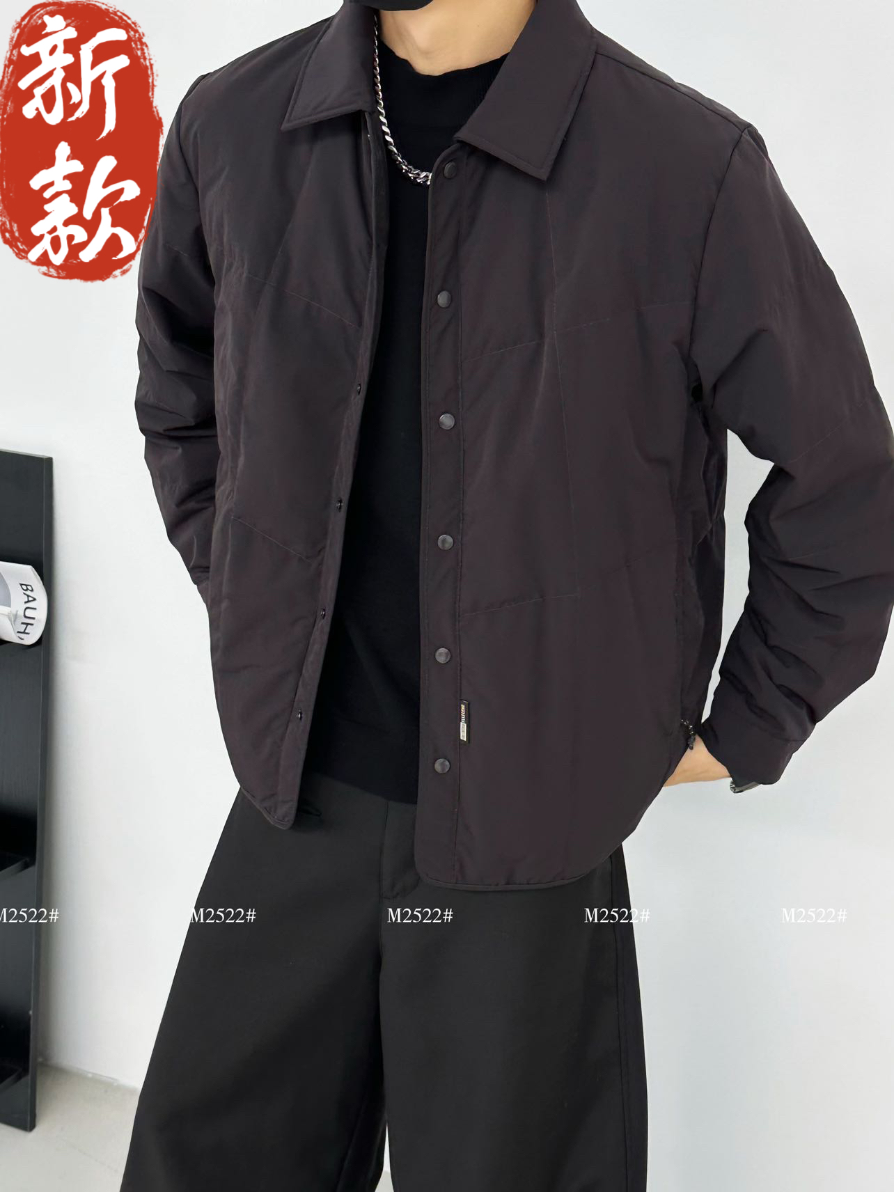 现货轻薄款90白鸭绒衬衫领羽绒服男冬季新款宽松百搭保暖加厚外套