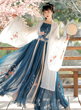 汉服女中国风齐腰襦裙古风日常改良古装女春夏款民族风唐装飘逸