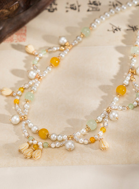 簪娘古风春款新中式铃兰花璎珞项链少女坦领锁骨链汉服马面裙配饰