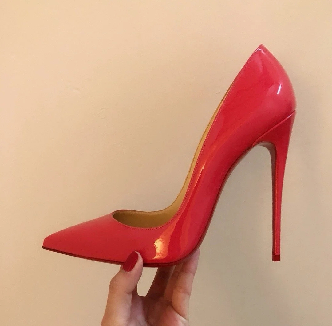 玫红色漆皮性感单鞋 大码女鞋 欧美风 浅囗 时尚