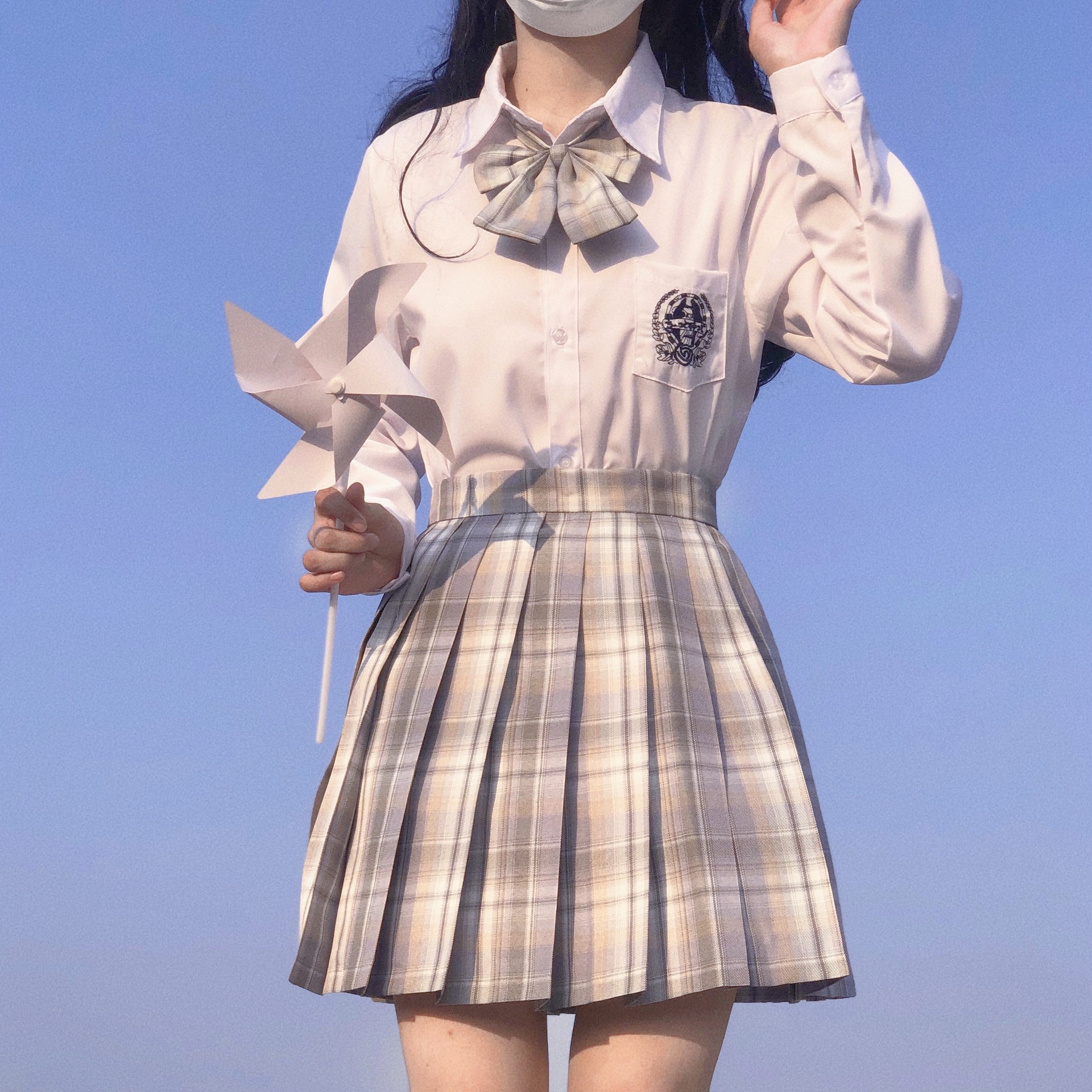 jk制服套装原创冰淇淋格裙正版夏季学院风校供百褶裙半身裙裙子女