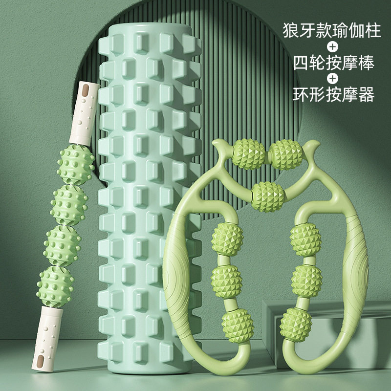 腿部按摩器双层环形夹腿滚轮瘦大腿小腿肌肉放松拉伸美腿瘦腿