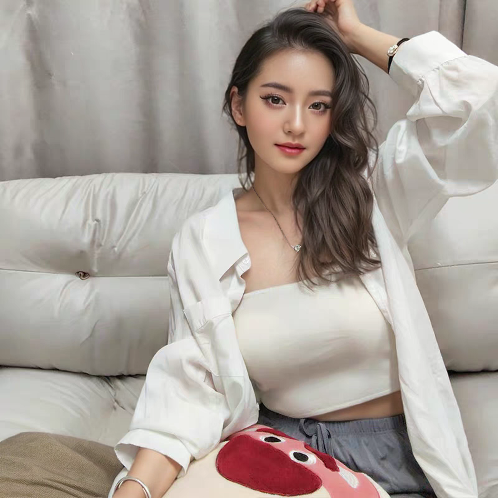 桑蚕丝ji细羊毛无肩带抹胸上衣女百搭紧身弹力短款打底内搭外穿,女装/女士精品,羊绒衫,淘宝优惠券,粉丝福利购,淘宝优惠卷