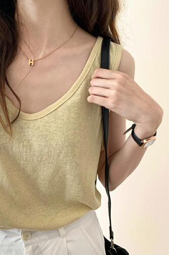 Real shot French collar exposed collarbone loose vest women's new summer sleeveless women's shirt