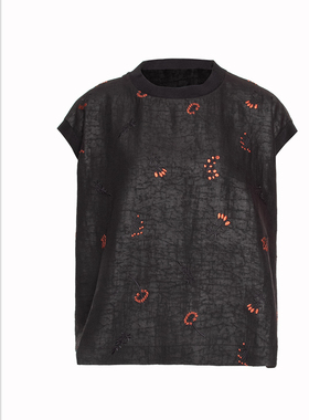 SCRT集喜瑭绣花香云纱短袖上衣SGS13921