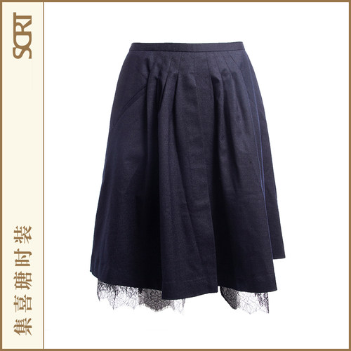 SCRT集喜瑭 羊毛 桑蚕丝 蕾丝下摆半裙SDS1472
