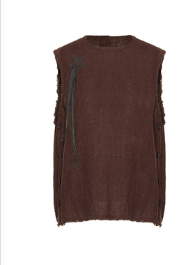 SCRT集喜瑭亚麻绣花流苏马甲上衣SGS12494