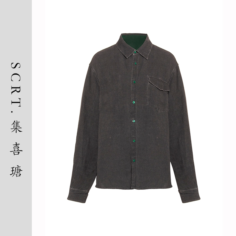 SCRT集喜瑭撞色亚麻衬衫外套SGS14239