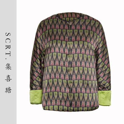 SCRT集喜瑭桑蚕丝印花加厚棉服休闲棉衣外套SGS15438
