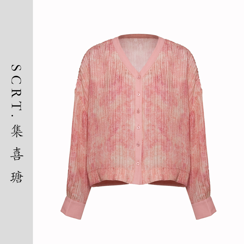 SCRT集喜瑭桑蚕丝V领衬衫上衣SGS14439