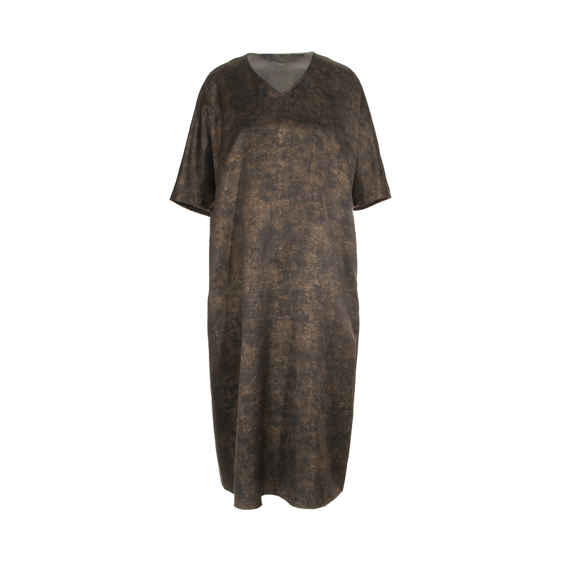 SCRT集喜瑭黑金香云纱刺绣连衣裙SFS03466