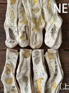 SCRT集喜瑭春季新款植物热转印手工中筒袜1双装