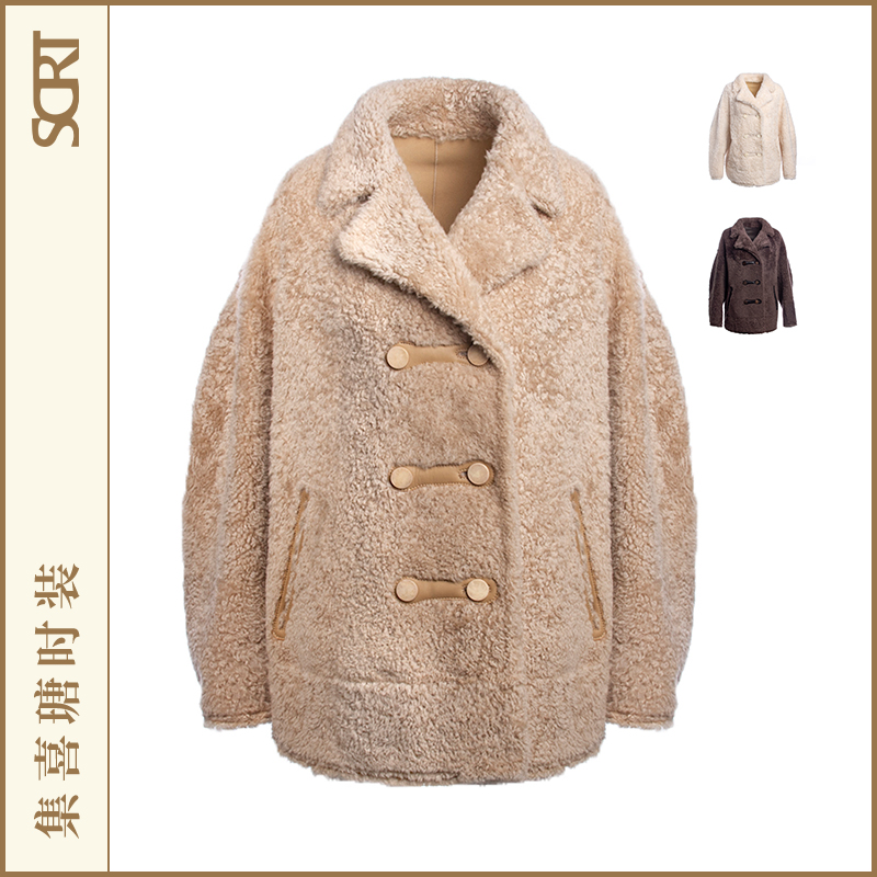 SCRT．拉贡皮毛一体西装领外套