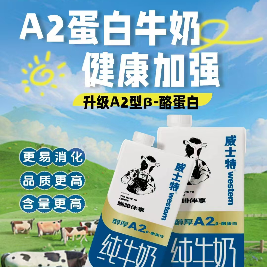 威士特A2β-酪蛋白纯牛奶1L*12盒