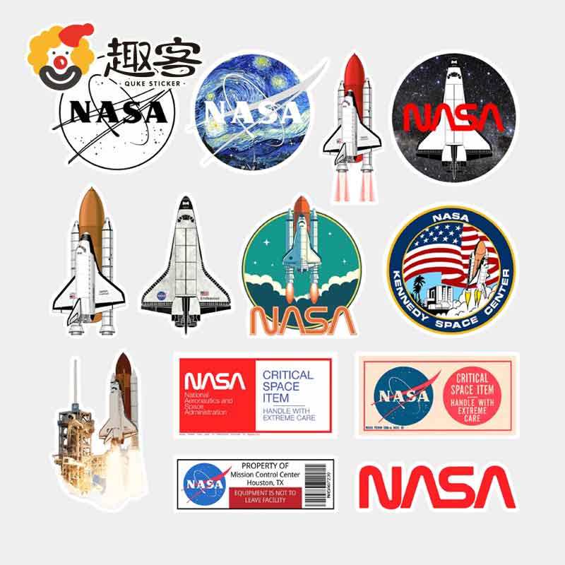 太空探索插画风格笔记本局部贴吉他贴纸户外3m灰胶不留胶防水贴纸