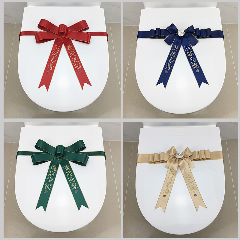 样板房卫生间马桶装饰拉花酒店坐便器盖卫浴展厅蝴蝶结捆绑花摆设