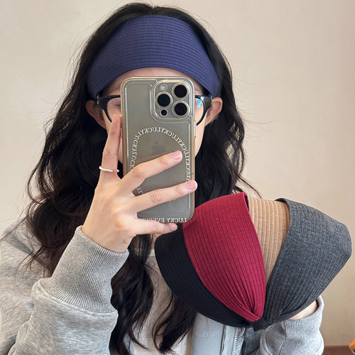 复古高级质感宽边针织发箍运动风