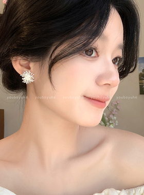 白昼烟火~ 轻奢烟花耳钉女款高级感小众纯银针耳环耳饰无耳洞耳夹