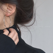 2026新款 素圈耳环女高级感夸张大耳圈耳夹耳扣圈圈纯银针耳饰 爆款