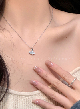 轻奢银杏叶贝壳项链设计感锁骨链