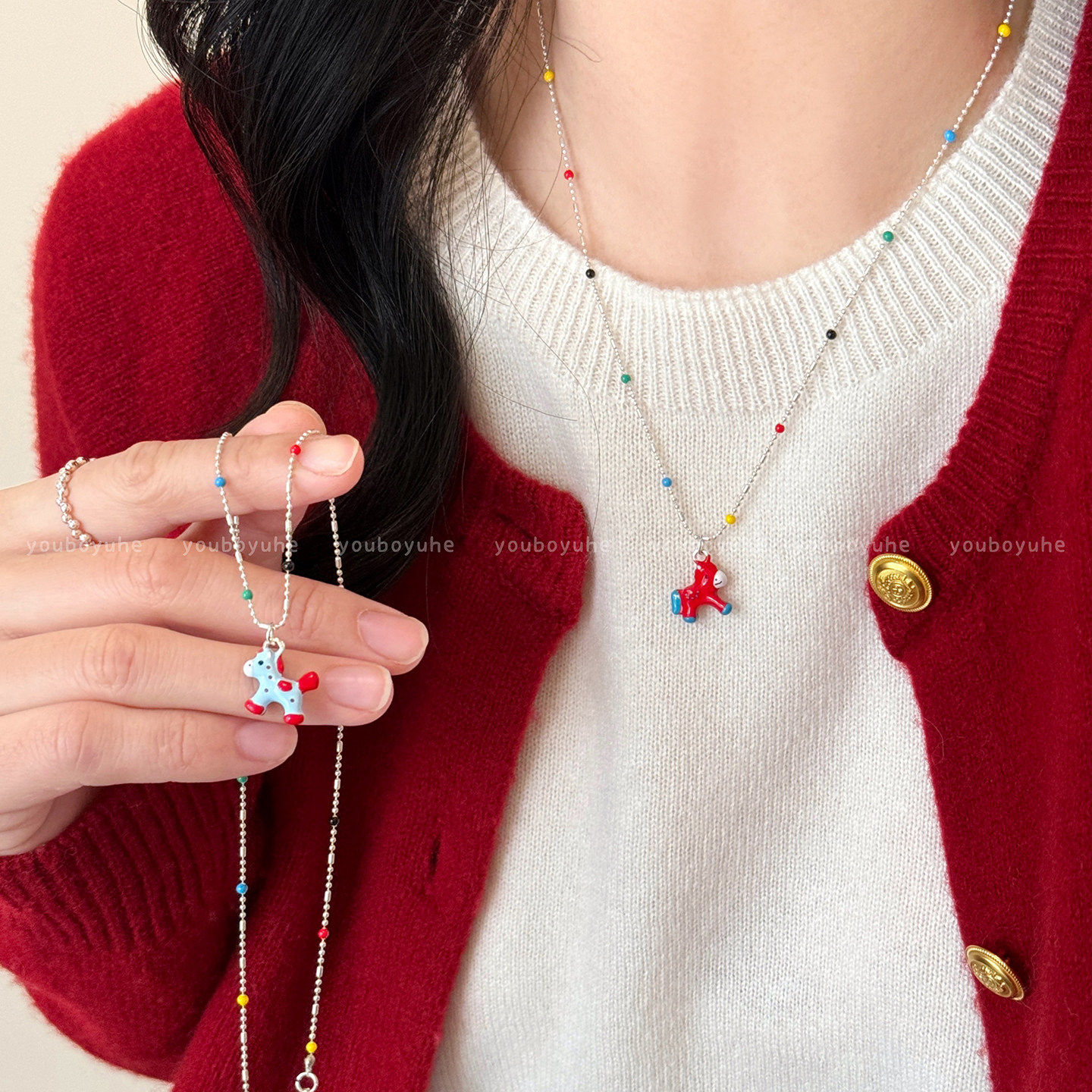 "万事马利"趣味小马吊坠项链女2026本命年长款毛衣链秋冬装饰配饰,饰品/流行首饰/时尚饰品新,项链,淘宝优惠券,粉丝福利购,淘宝优惠卷