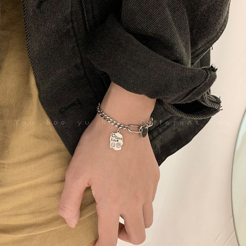 小众goodluck钛钢ins潮风手链