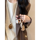 中式 高级感毛衣链秋冬小众设计配饰 项链女2025新款 美学 晕染长款