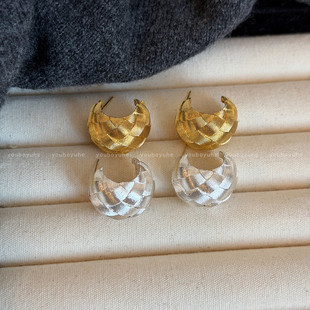 漫冬奢感~金色编织藤蔓C型耳环女高级感轻奢耳钉气质精致银针耳饰