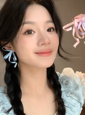 浪漫前奏~新中式反重力蝴蝶结耳环女2026年新款绝美夸张耳钉耳饰
