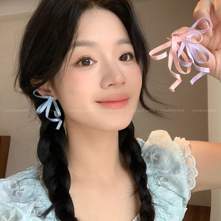 浪漫前奏~新中式反重力蝴蝶结耳环女2026年新款绝美夸张耳钉耳饰